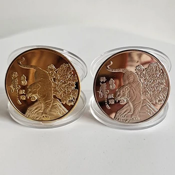 Metų Tigras Atminimo Medalis Zodiako Tigras Festivalis Geležies Progines Monetas Vientisos Spalvos Monetų, Papuošalų, Dovanų Ryškus
