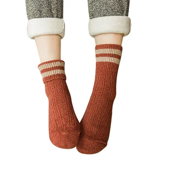 2Pairs/ daug Mados Moterų Kojinės Rudens Žiemos Stilius Šilumos Tirštėti Šiltas Nematomas Dryžuotas Lady kojinių Calcetines Meias TJ266