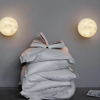 Mėnulis sienos lempos Šiaurės kambarį apdailos, lempos paprastos ir kūrybos mėnulio lempos studijų miegamojo lovos sienos lempos