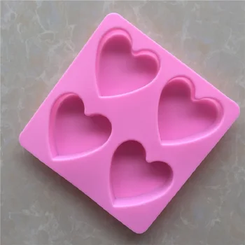 4 net širdies formos rankų darbo muilas pelėsių silikono formos meilės formos Tortas dekoravimo įrankiai