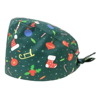 Kalėdų Senį Serijos Spausdinti šveitimas skrybėlės slaugos reikmenys bžūp naminių laboratorijų parduotuvė skrybėlę moterų krūmynai bžūp gorros quirurgicos