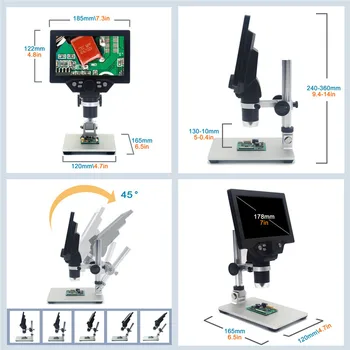 G1200 Elektroninis Skaitmeninis Mikroskopas 12MP 7 Colių Didelis Ekranas HD LCD Ekranas 1-1200X Nuolatinio Stiprinimo didinamasis stiklas Įrankis