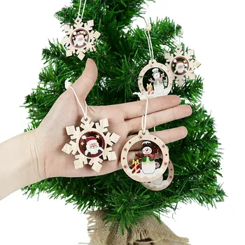 12Pcs Kalėdų Snaigės Medinis Pakabas, Kalėdų Senelis, Kalėdų Medžio Kabantys Papuošalai Kalėdų Dekoracijas Namų Navidad 2021