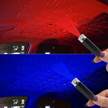 Romantiška LED Automobilio Stogo Star Naktį Šviesos Projektorius Atmosfera Galaxy Lempa USB Dekoratyvinės Lempos, Kolonėlė Automobilio Interjero Dekoro Šviesos