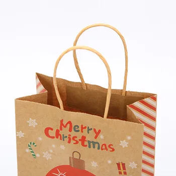 5vnt Santa Claus ir Kalėdų Dovanų Maišeliai Kraft Popieriaus, Saldainių, Sausainių Maišelį su Rankena, Kalėdų Papuošalų, Namų Navidad Noel Natal