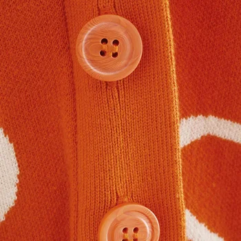 Pavasarį, Rudenį, Oranžinė Susagstomi Megztiniai Megztiniai Moterims 2021 Meilės Širdies Formos Saldus Atsitiktinis Laisvas Megztinis Ilgomis Rankovėmis Mados Prašmatnus Klasikinis