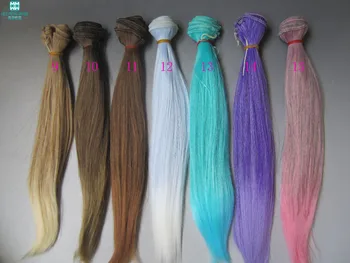 25cm*100cm lėlės perukai tiesūs plaukai, už 1/3 1/4 1/6 BJD doll dviejų spalvų nuolydžiai