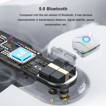 Žaidimų Ausinės Bluetooth 5.1 Belaidžio Įkrovimo Tipas-C HD Mikrofonas Dvitinklis Režimas, LED Maitinimo Ekranas IPX5 atsparumas Vandeniui TWS Ausinių