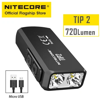 NITECORE TIP2 Mini Pultelio Šviesos Dual-Core Magnetinio Mažas Klavišą Lempa Ryškiai Multi-funkcija EDC įkrovimo Nešiojamas Žibintuvėlis