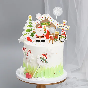 Linksmų Kalėdų Tortas Topper Santa Medis Elnias Snaigės Pyragas Apdaila Šalies Prekių Vaikams Džiaugtis Kalėdų Dekoracijos namams