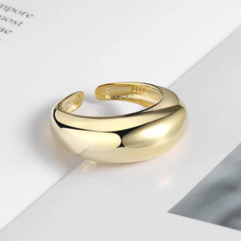 Evimi S925 Antspaudas Sužadėtuvių Žiedai Moterų Kūrybos Paprastų Geometrinių anillos Šaliai, Papuošalai Dydis 18.2 mm Reguliuojamas