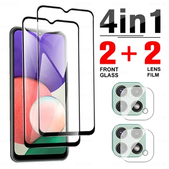 4in1 visiškai padengti grūdinto stiklo samsung galaxy a22 a32 a42 a52 a72 kamera protector for samsung 22 32 42 52 72 ekrano plėvelė