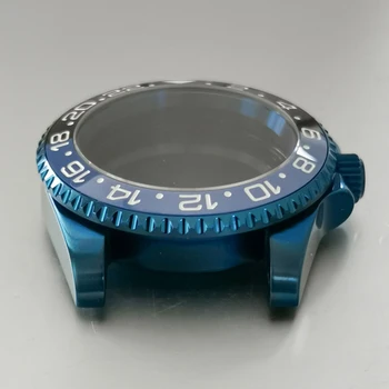 Už NH35/NH36 Judėjimo 40MM Electroplated Mėlyna Laikrodžių Atveju, Safyro Stiklas Plokščias Veidrodis/ Padidinamąjį Stiklą Žiūrėti Atveju