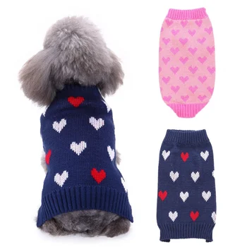 Pet Patogus, Kvėpuojantis Megztinis Su Meile Širdyje Modelis Skirtas Smulkaus Ir Vidutinio Šunys, Šuniukas Šiltos Žiemos Kostiumas