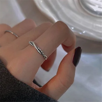 Korėjos Stilius Derliaus Gyvatės Žiedas Reguliuojamas Atidarymo Metalo (Sidabro) Spalvos Žiedai Moterims 2021 Tendencija Papuošalai