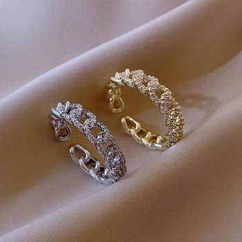 UILZ Naujas Prabangus Cirkonis Grandinės Aukso Sidabro Spalvos Atidaryti Žiedas Moterų Mados korėjos Papuošalai Vestuves Elegantiškas Piršto Žiedai