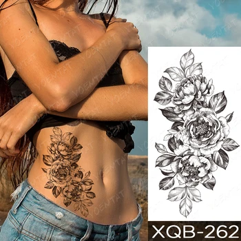 3D Gėlė Žydi Vandeniui Laikinai tatooo Lipdukai Orchidėja Stamen Lapų Perdavimo tatuiruotė Kūno Menas Netikrą tatuiruotės Juodas Vyras Moteris