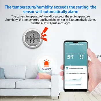 WIFI Temperatūros Ir Drėgmės Jutiklis Patalpų Termometras Su Drėgmėmačiu LCD Ekranas Paramos Alexa, Google 