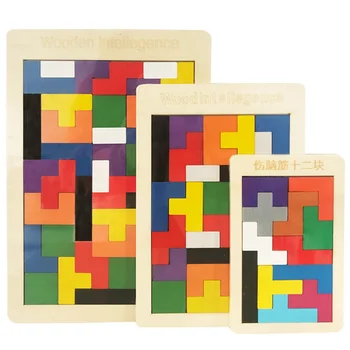 Medinės Dėlionės Tetris Valdybos Matematikos Žaidimas Žaislai Vaikams galvosūkis Galvosūkiai Tangram Bloacks Ikimokyklinio ugdymo Vaikams, Mokymo, Švietimo Žaislas