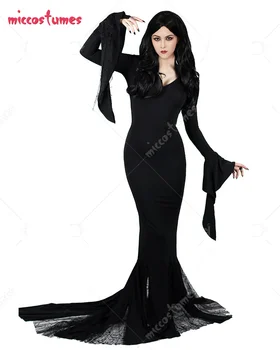 Morticia Addams Suknelė Cosplay Kostiumų Gotikos Dvasios Vampyras Suknelė Morticia Halloween Apranga
