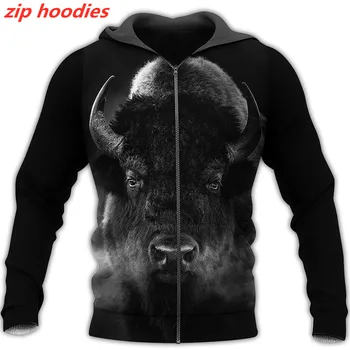 Naujas buffalo medžioklė 3D Spausdinimo Marškinėliai vyriški ir moteriški rudens mados atsitiktinis megztinis su Hoodie / džemperis / švarkas
