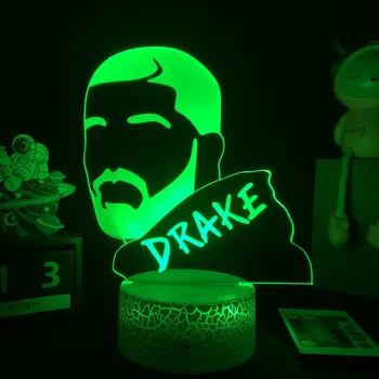 Hip-Hop Reperis, Dainininkas Drake 3d Naktį Šviesos Dovana Gerbėjų Miegamojo Puošimas Led Touch Jutiklio Spalva Keičiasi Stalo Lempos Drake
