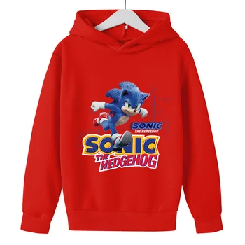 2021Spring Vaikų Sonic Hoodies Sweathshirt Mergaitėms, Drabužiai, Paauglys, Berniukas Vaikas Sporto Viršūnės Gobtuvu Rudens 4 5 6 7-14 Metų