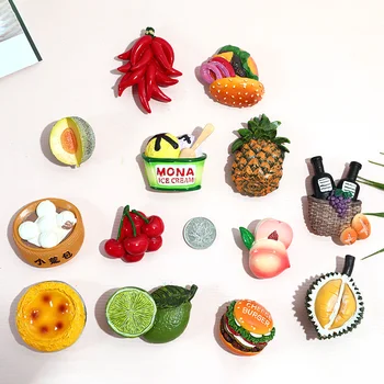 šaldytuvas magnetas dekoratyvinis magnetinio Pipirai, ananasų vaisių maisto pica persikų Vyšnių ledų duona šaldytuvas lipdukas namų dekoro