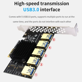 TISHRIC PCIE 1X 5 USB3.0 Hub 