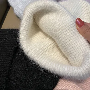 USPOP Naujas Žiemos Skrybėlę Skrybėlę Moterų Megzti Beanie Diamond Laišką Storas Šiltas, Minkštas Rabbit Plaukų Skullies