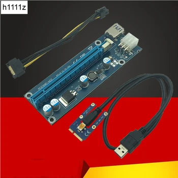 60cm USB 3.0 Mini PCI-E PCIe PCI Express 1x iki 16x Extender Riser Card Adapteris SATA 6Pin Maitinimo Kabelis Bitcoin BTC Kasyba