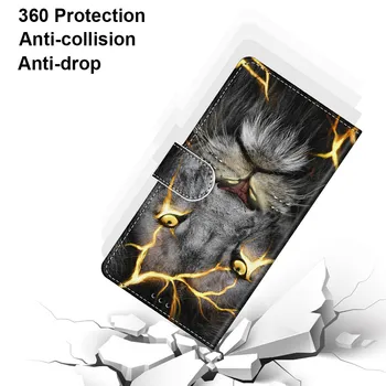 Samsung Galaxy A52 A525F Liūtas, Vilkas Apversti Odos Piniginės 