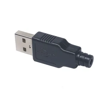 10 vnt./daug Vyrų Įveskite 4Pin Juodas Seatless Jungtys Micro USB Jungtis Plastiko Lukštais Jack Uodega Sockect Plug