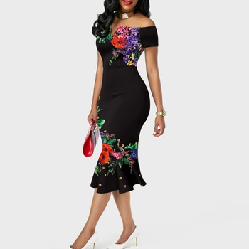 2022 Femme Slim Derliaus Spausdinimo Mermaid Dress Moterų Streetwear Atsitiktinis Trumpomis Rankovėmis Suknelė 