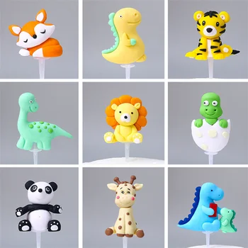 Animacinių Filmų Gyvūnų Tortas Topper Cupcake Dekoro Dinozaurų Liūtas Minkštas Molis Džiunglių Tema Laimingas Gimtadienio Prekių Vaikams Už Dovanas