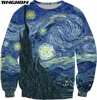 Žvaigždėtą Naktį Palaidinukė Van Gogh Aliejaus Tapybai Hoodies Atsitiktinis Mados Drabužių Puloveris Viršūnes Plius Dydis XS 6XL 7XL
