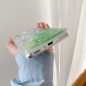 Animacinių filmų Persikų citrinų Skysčio Blizgučiai Atveju Xiaomi Mi 11 Lite Coque Mados Dinaminis Dreni Žvaigždučių Dangtelis