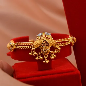 24K Dubajus Papuošalų rinkiniai Aukso Spalvos prabangus Afrikos Vestuvių nuotakos apyrankės karoliai, auskarai, žiedas kutas papuošalų rinkinys moterims
