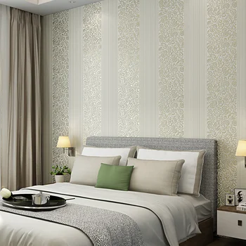 Namų dekoro sienos popierius prabangus miegamojo tapetai, 3d dryžuotų tapetų Europos stiliaus didelis įspaustu gėlių tapetai lipdukas