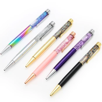 1Pcs Naujas Flash Crystal Fountain Pen Metalo Pakabukas Kulka 1,0 mm Raštinės reikmenys biurų ir Mokyklų Pen Ballpen Ink Black