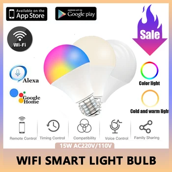15W Smart LED Lemputė E27 B22 Pritemdomi RGB+BMT Smart Šviesos Lempos Balso Kontrolė Darbas Su 