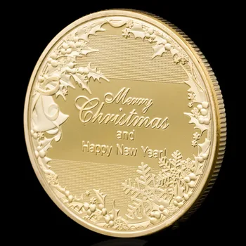 2021 Linksmų Kalėdų Suvenyrų Monetos Kalėdinių Dovanų Aukso Spalvos Proginę Monetą Santa Claus