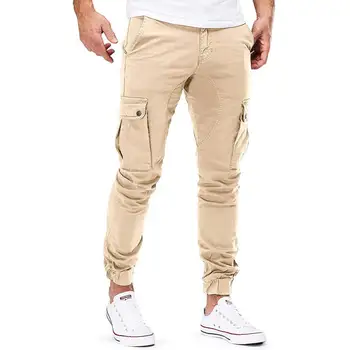 Vyrai Atsitiktinis Krovinių Darbo Drabužiai Kelnės Kelnės Mados Elastinės Slim Atsitiktinis Multi-Pocket Ilgo Sporto Džinsus, Darbo Kelnės