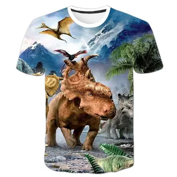 2021 Juros periodo Parkas Pasaulyje Dinozaurų 3D atspausdintas T-shirt berniukų ir mergaičių, T-marškinėliai, drabužiai, trumpą vasarą,