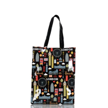 Londono Stiliaus PVC Daugkartinio naudojimo Pirkinių Krepšys Moterų Maišas Ekologinio Draugiškas Gėlių Shopper Bag Neperšlampama Rankinė Pietūs Nešti Pečių Maišą