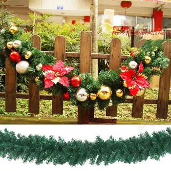 2.7 M Kalėdų Dirbtinis Žalia Girlianda Vainikas Kalėdos Namuose Šalis Kalėdinė Dekoracija Pušies Medžio Rotango Kabinti Ornamentu