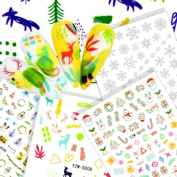 2022 Kalėdų 3D Nagai Lipdukas Žiemos Snaigės Briedžių Kalėdos Medžių Animacinių filmų Klijais, Slankmačiai, Nagų Dailės Reikmenys, Lipdukai