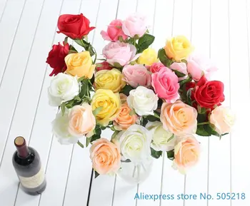 1 VNT Gražus Netikrą Dirbtinių Gėlių Šilko Rose Vestuvių Puokštė Namų Dekoravimo, Dovanų 6 Spalvų F435