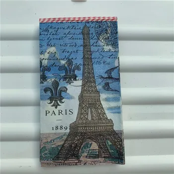 15 dekupažas vestuvių derliaus servetėlės popierinės elegantiškas audinio bokštas Paryžiuje paukščių antspaudas amatų gimtadienio stalo servetėlės dekoro 33*40cm