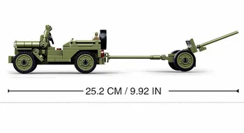 143Pcs Karinės Normandijoje Nusileidimo JAV WILLYS Jeeped Kūrimo Bloką WW2 Armijos Automobilių Klasikinis Modelis Plytų Švietimo Žaislai Berniukams